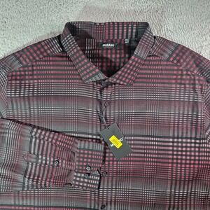 NEW Murano Shirt Men 4XT Tall Cotton Button Up‎ Long Sleeve Gray Black Red Ombre